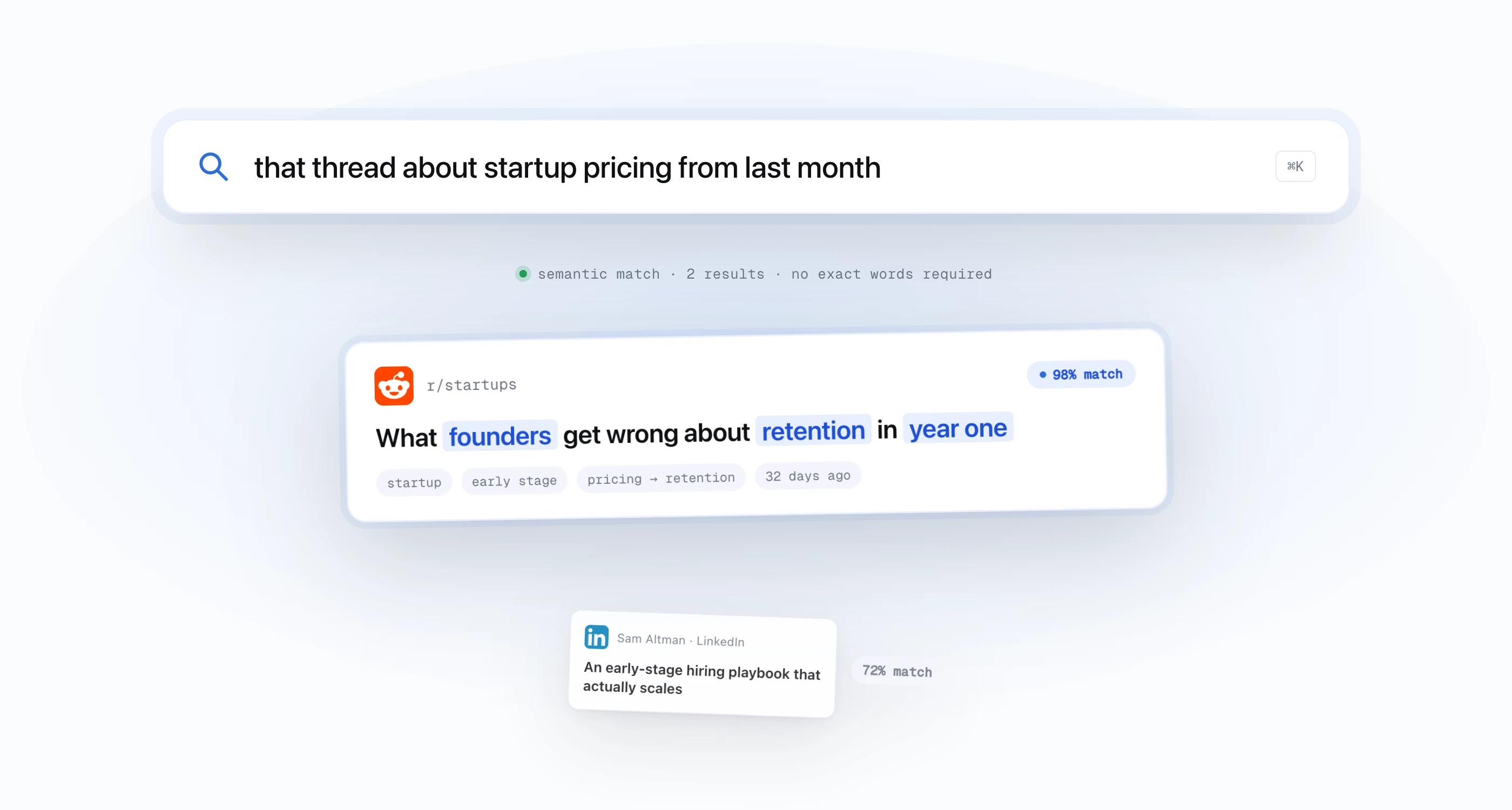 Semantic search for bookmarks in any language