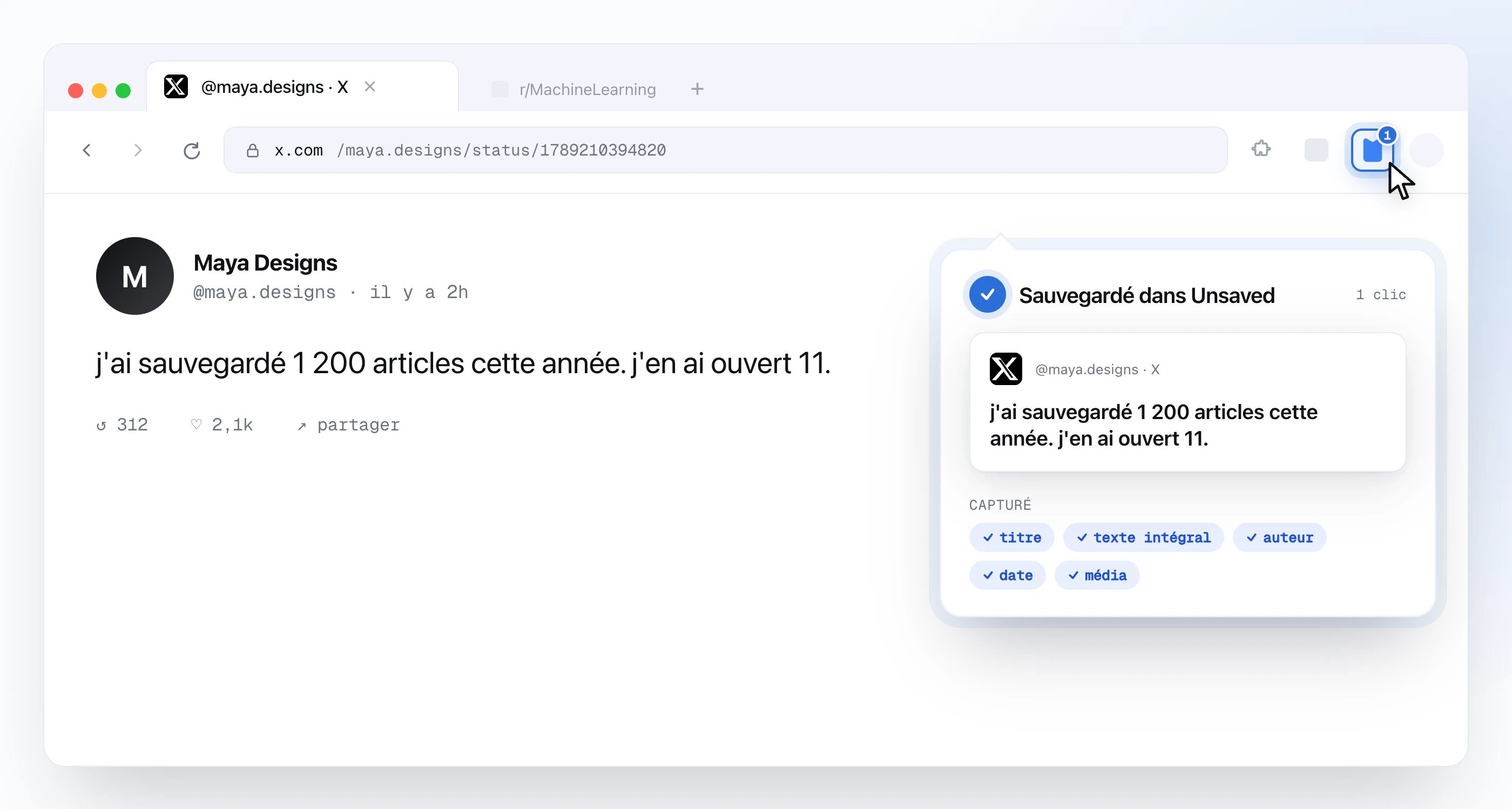 Extension Chrome pour sauvegarder depuis X, LinkedIn et Reddit