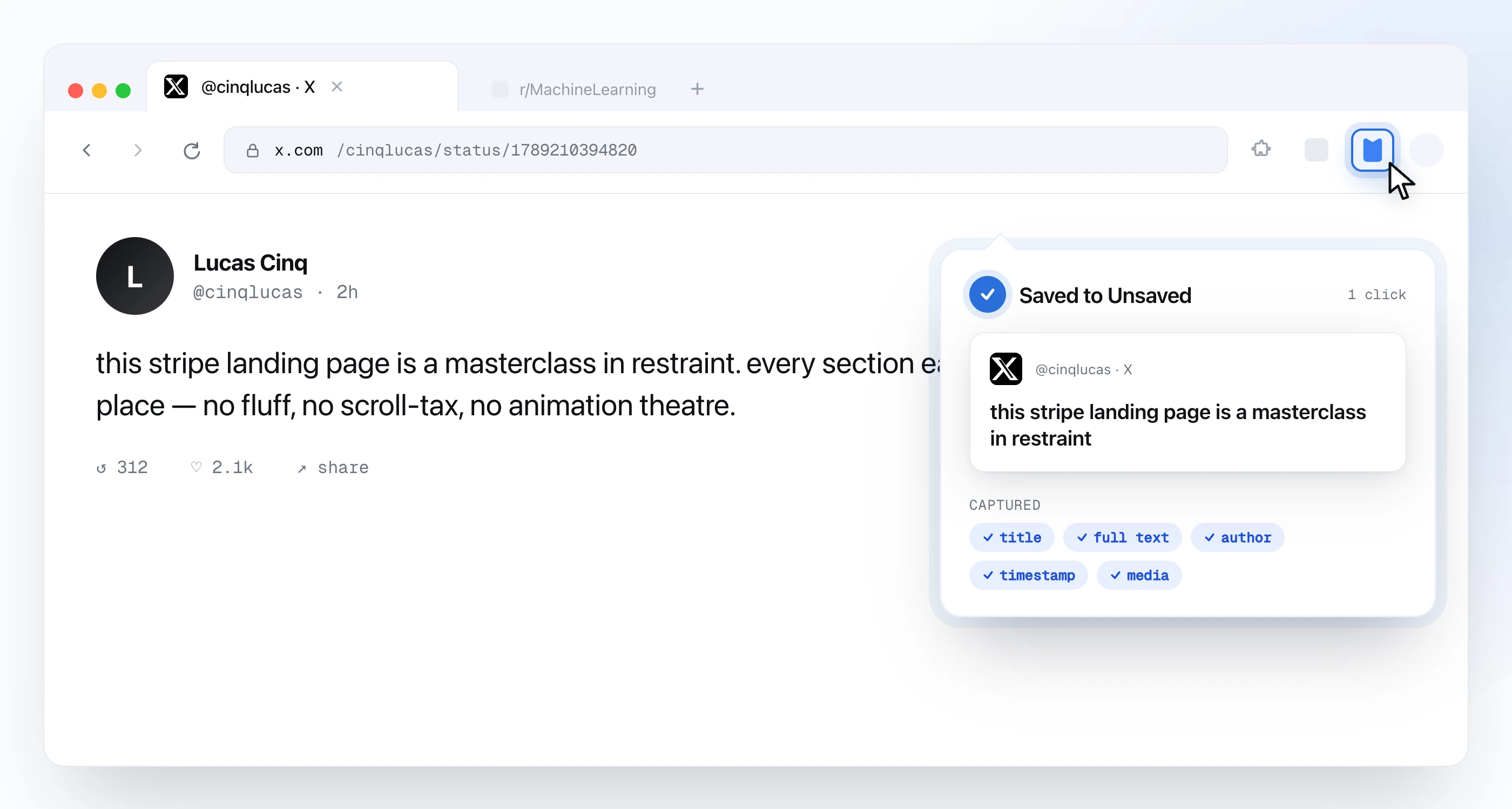 Chrome extension for saving bookmarks from X, LinkedIn and Reddit