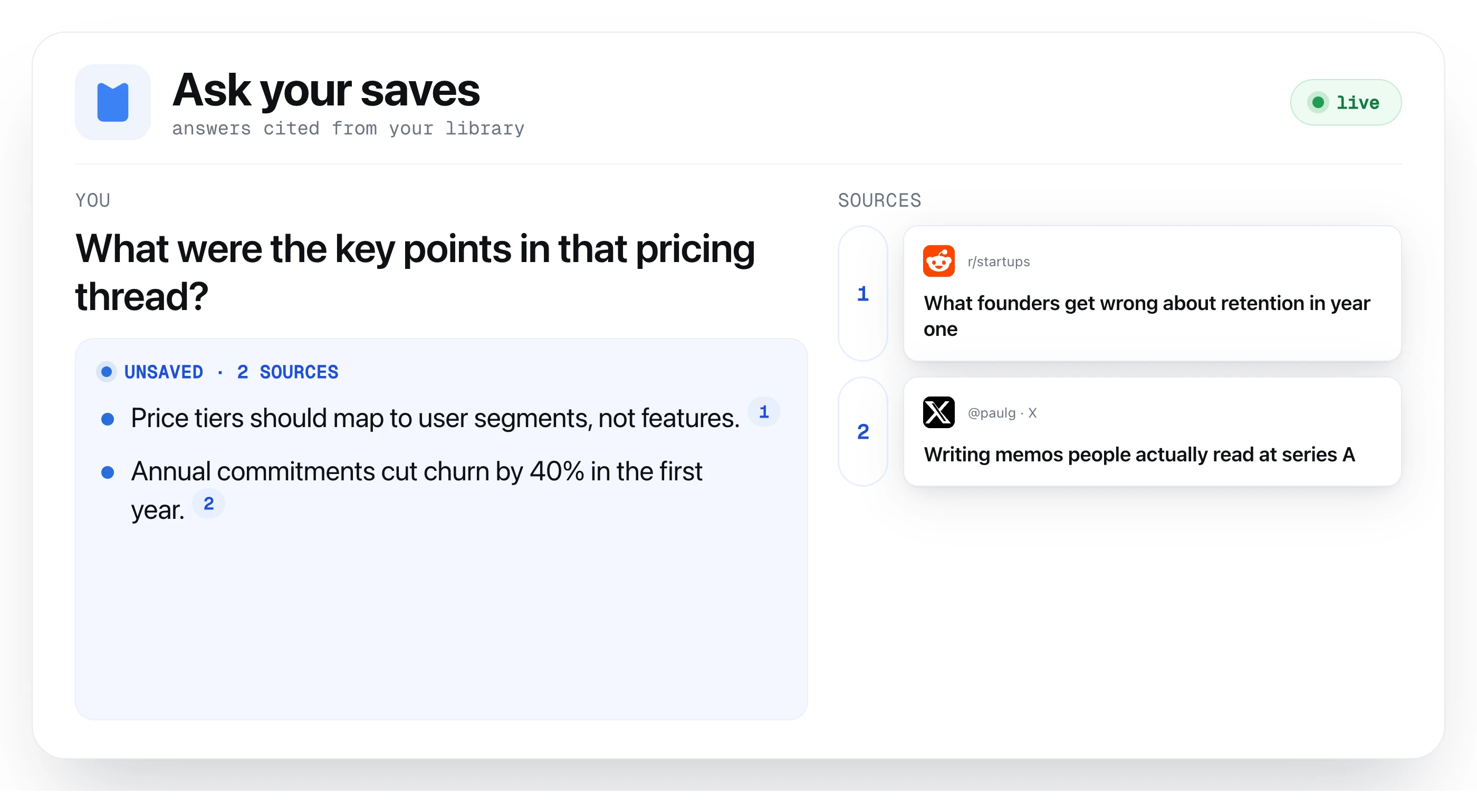 Ask your bookmarks AI chat with sources