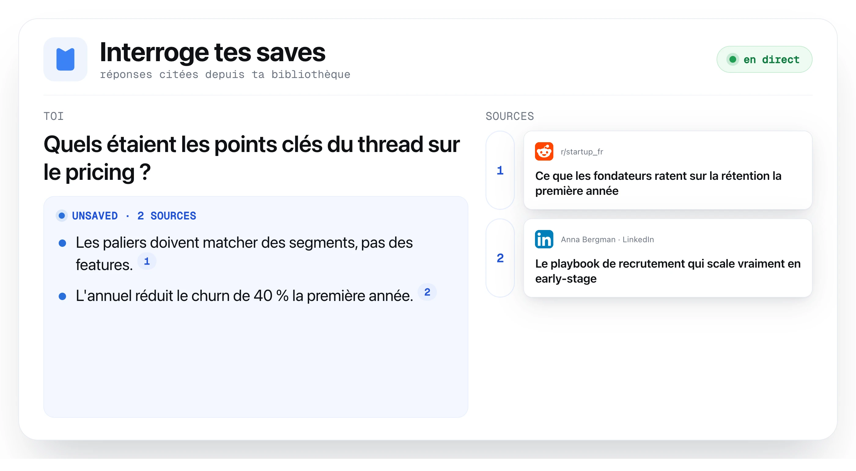Chat IA avec vos favoris et sources